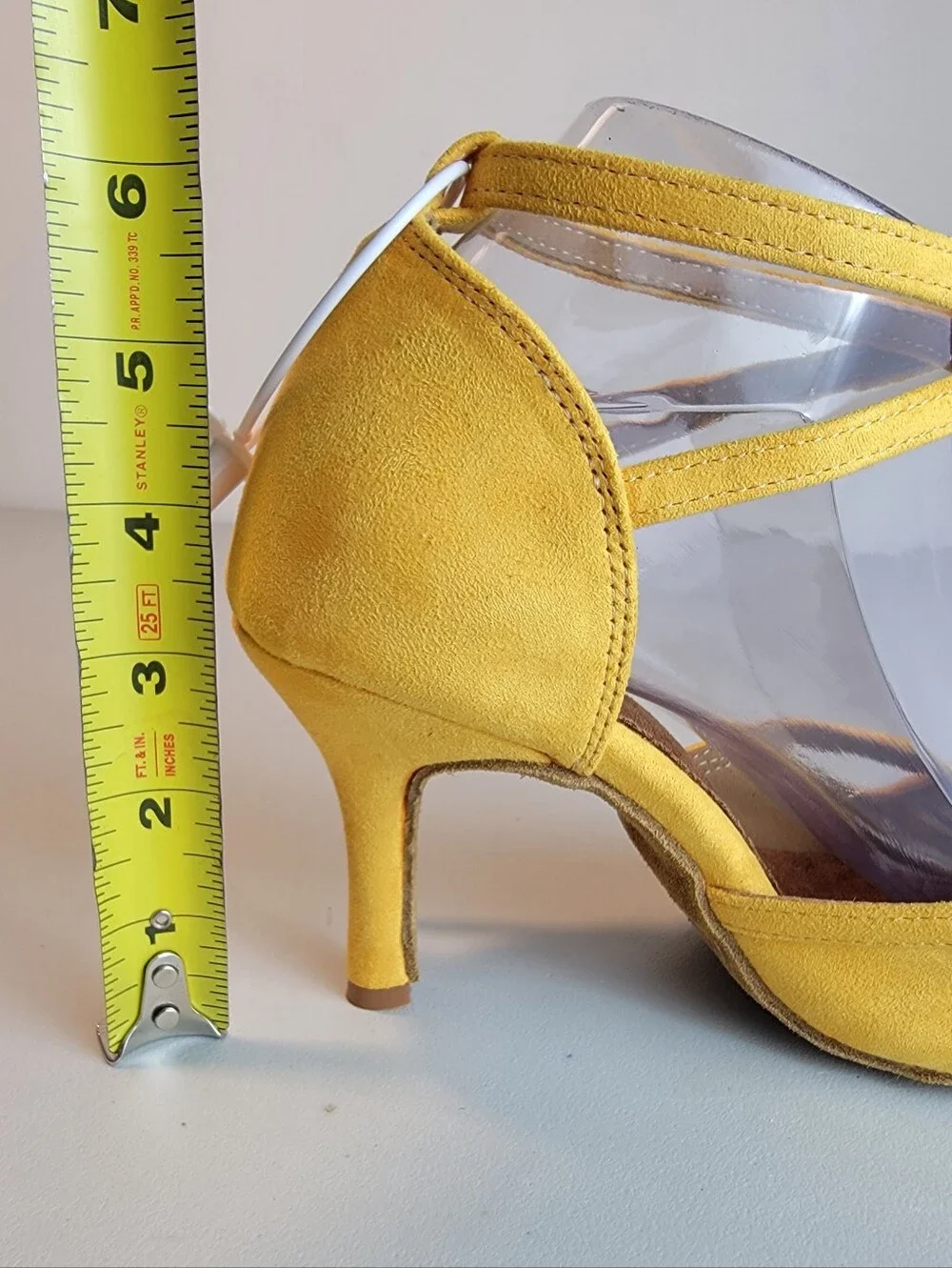 Suede Salsa Latin Dance Shoes Yellow, Strappy, 3.25
